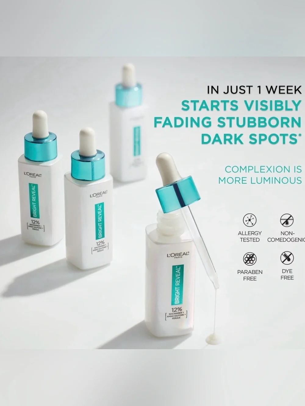 L'Oréal Bright Reveal 12% Niacinamide Dark Spot Serum Face 1.0 fl oz X 2 PACK